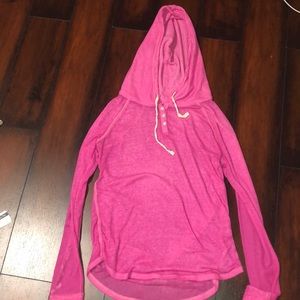 pink long sleeve hooded shirt from American Eagle